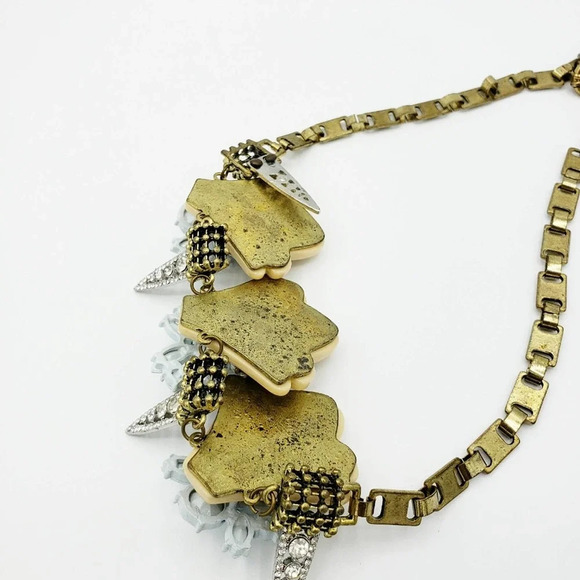 Statement Necklace | Gold & Light Blue - Picture 5 of 6